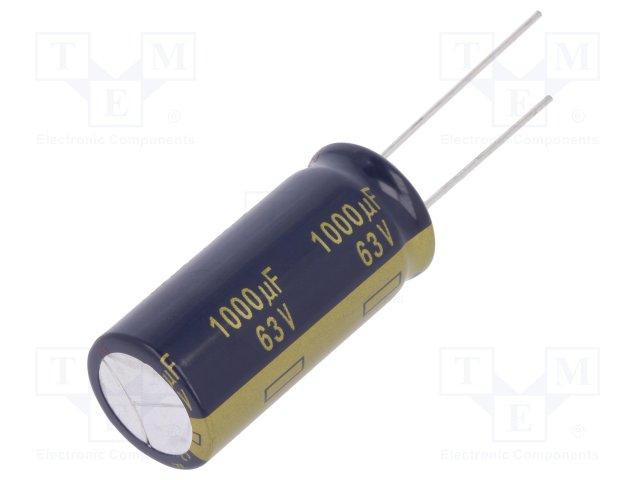 Condensateur chimique radial panasonic faible impedance 1000uf / 50v 16x25mm 105°c