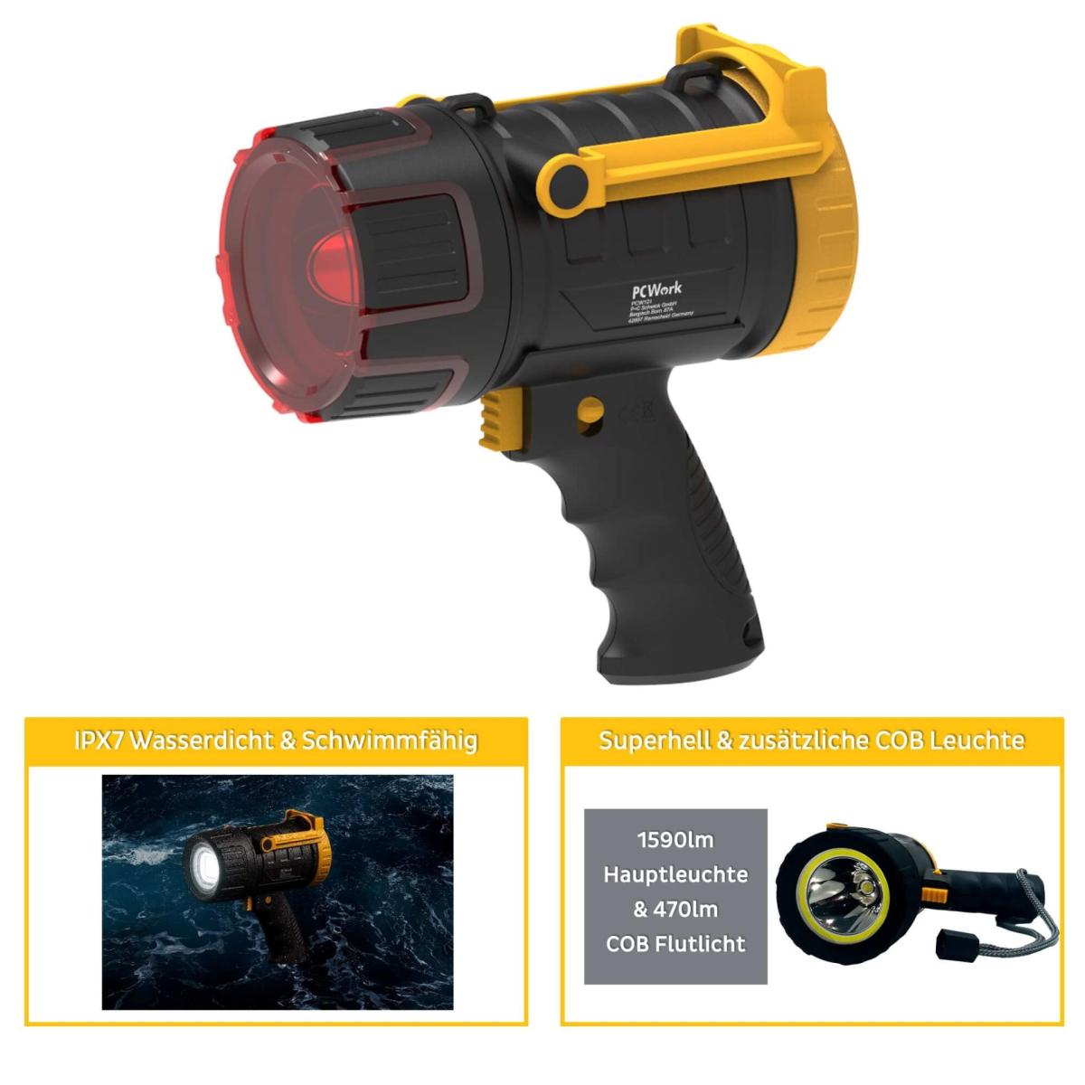 Projecteur portatif, étanche ipx7, 1590 lm, fonction power bank