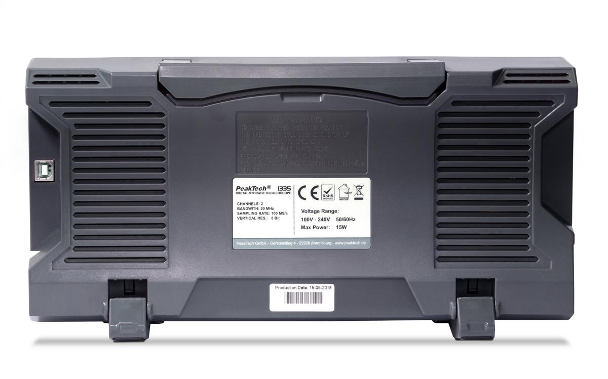 Oscilloscope numérique peaktech ; canaux: 2; 20mhz; 100msps; 10kpts; 15w