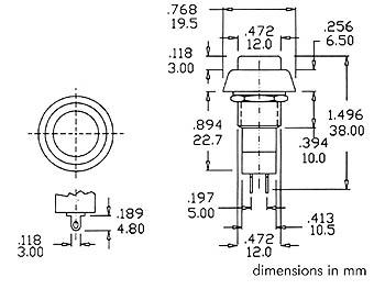 R18-25b bouton-poussoir off-(on) noir 1a/125v