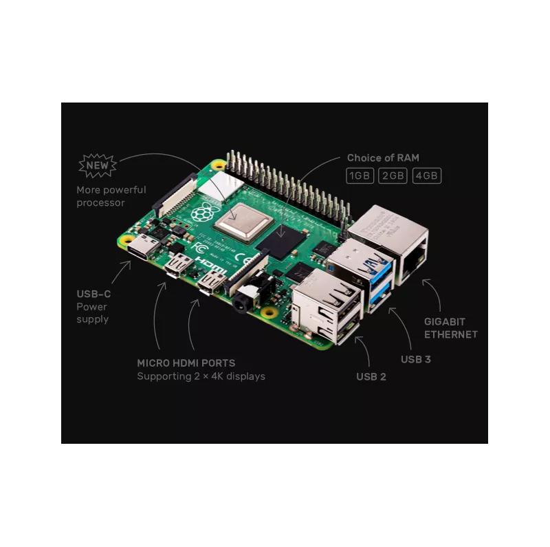 Raspberry pi4 b 2gb, bcm2711, arm cortex-a72, ram 2go, microsd, linux, wifi, 2x micro hdmi