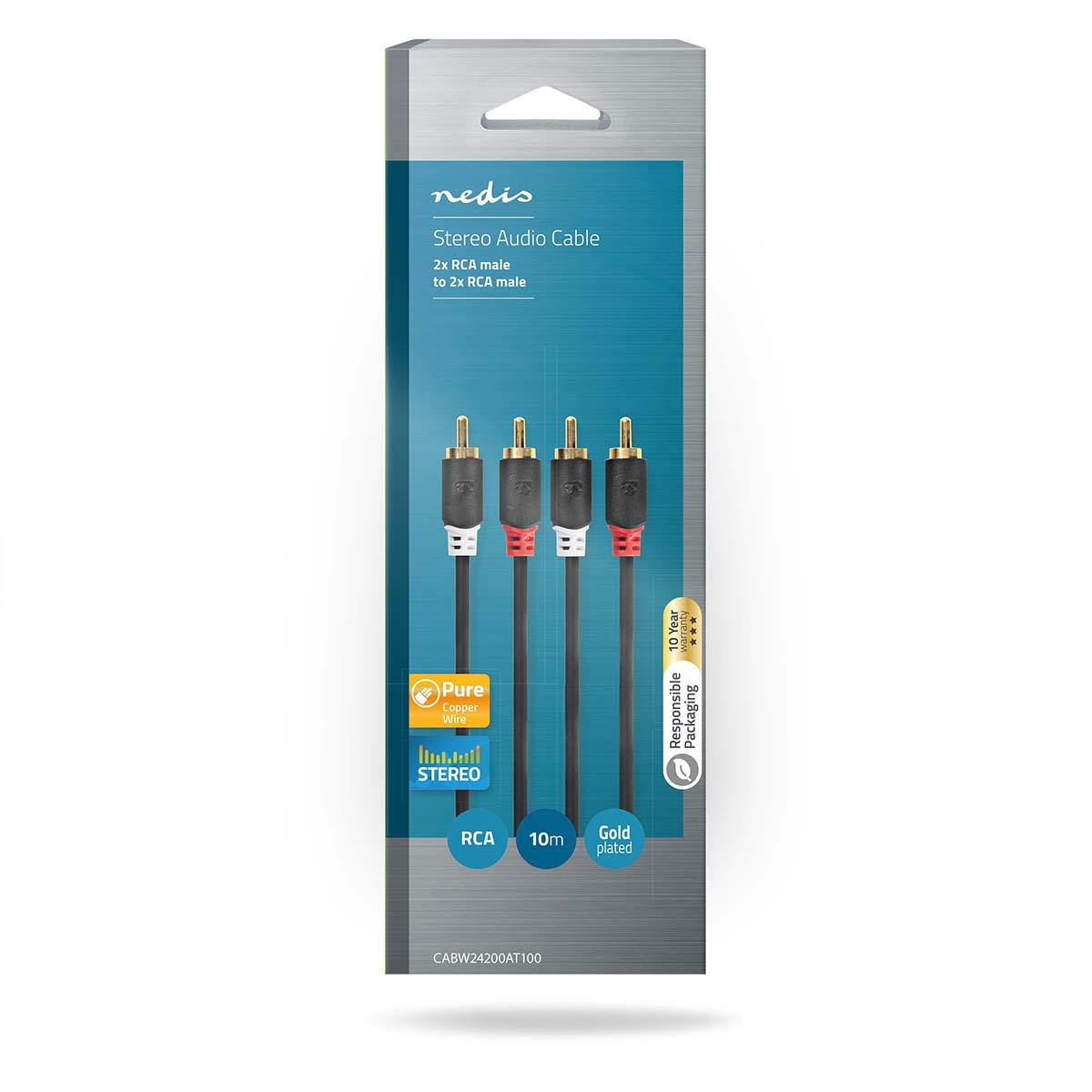 Cable double rca haute qualité  (rca mâle x2 / rca mâle x2)  l=10m