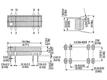 Dil relais 0.5a/10w max. 2 x travail 12vcc