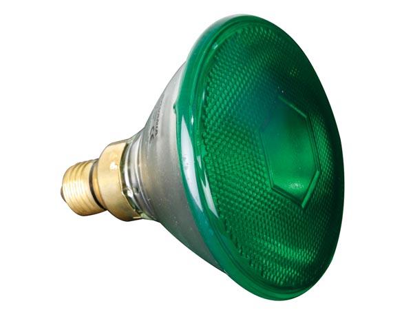 Lampe verte 80w / 240v, par38, e27. fl
