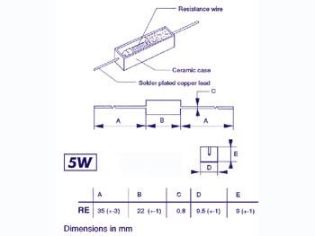 Resistance bobinee cementee 5w 1.2 kohm tolerance 5%