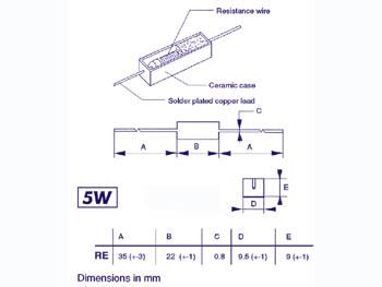 Resistance bobinee cementee 5w 2.7 kohms tolerance 5%