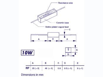 Resistance bobinee cementee 10w 27 ohms tolerance 5%