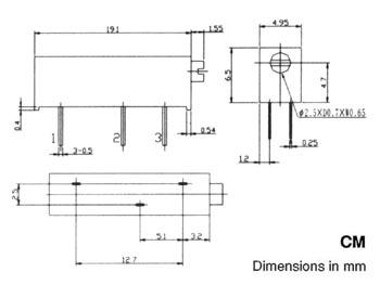 Resistance ajustable multitours horizontale cermet 0.5w 5 kohms