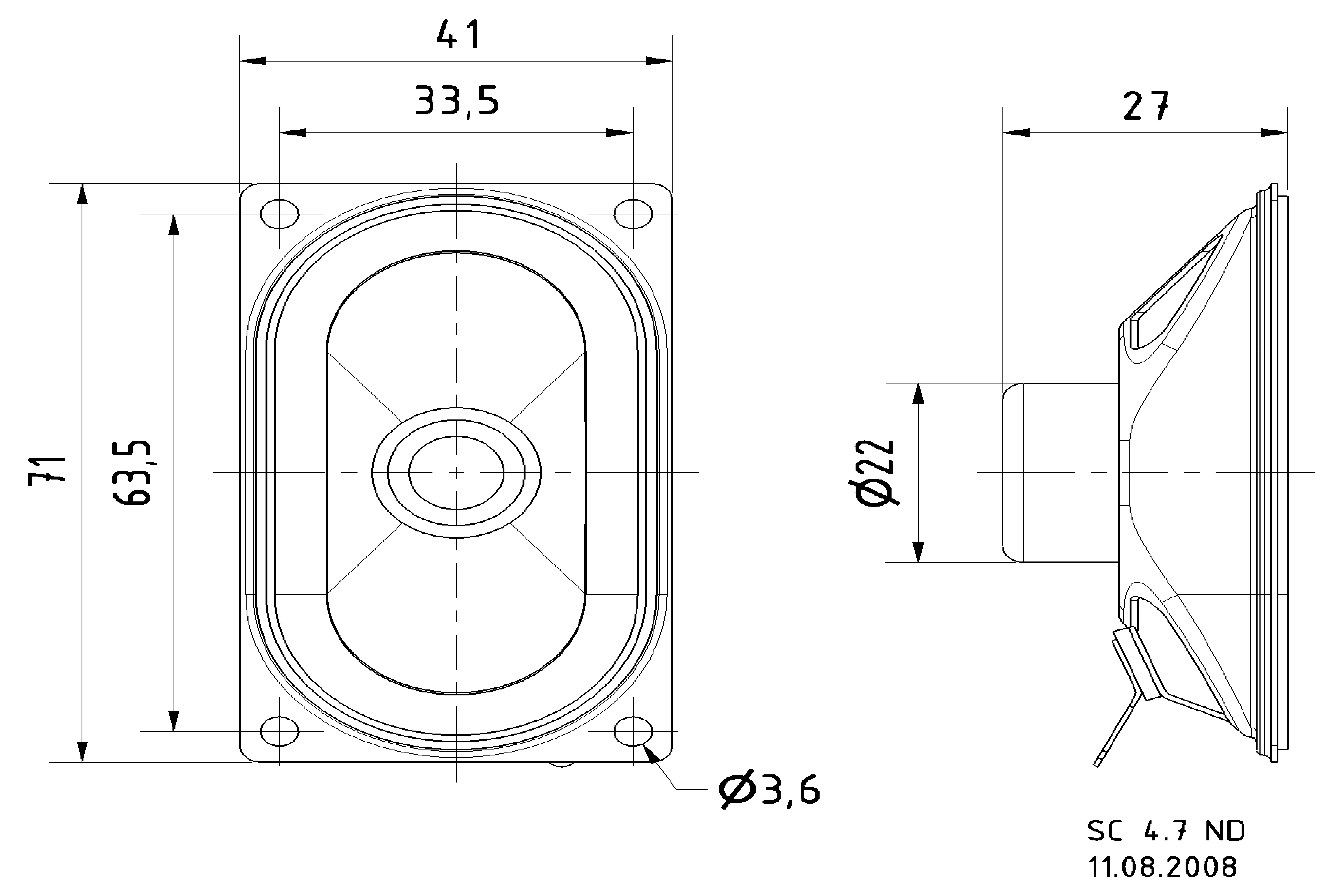 Larges bandes visaton blindé / 4 ohms / 4 watts / 35x65mm / 81db (idéal borne arcade)