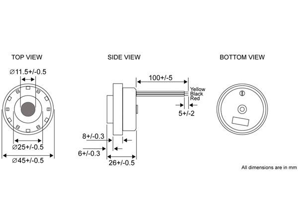 Buzzer ton continu / signal pulse 1-13vcc / 20-30m