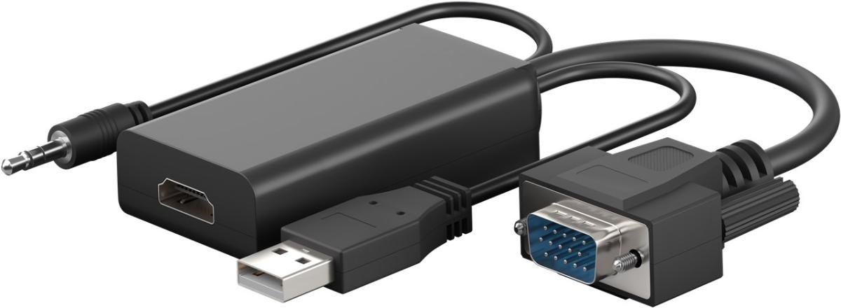 Convertisseur vga male avec audio vers hdmi femelle  / alimentation par usb