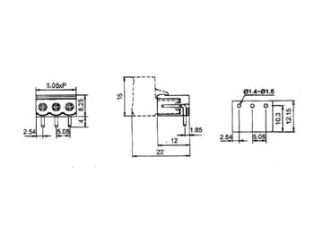 Bornier male coude embrochable - 5 poles
