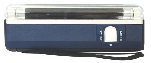 Lampe uv miniature + torche / noir55x 20mm alim: 4 x piles r06