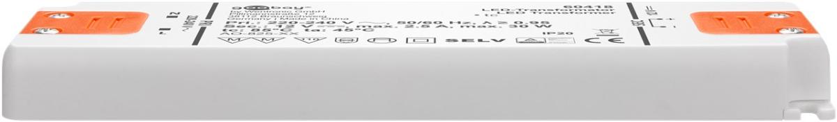 Alimentation led extra-plats 230v / 12v / 30 watts / 158x45x18mm