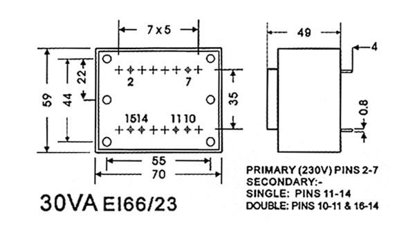 Transfo moul? 30va 9 volts 70x59x49mm