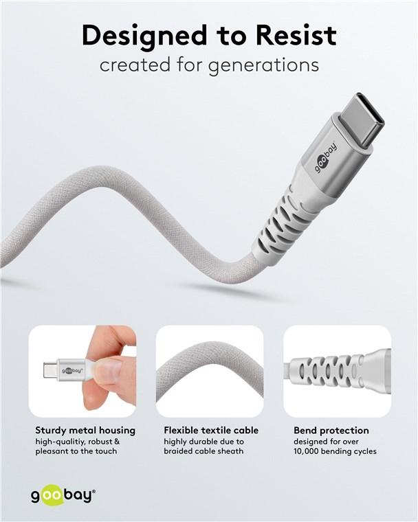 Câble haute qualité usb-c vers usb-c / 0.5 m / 480 mbps / 60w max / connectique métallique