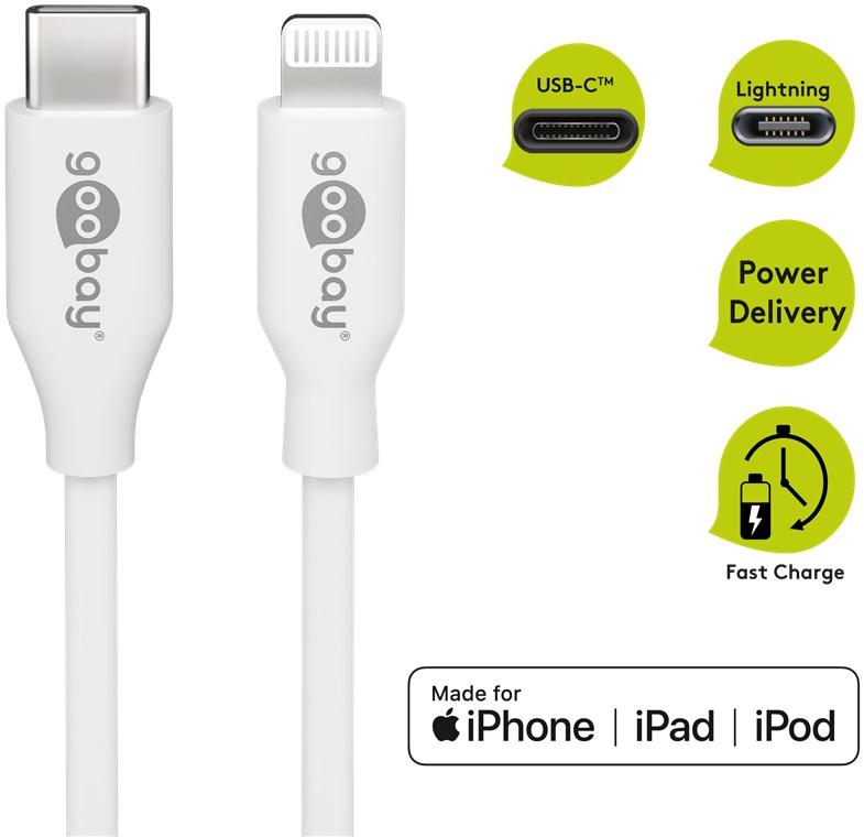 Cable usb-c male vers lightning apple / 1 mètre / 480 mbps / plaqué or