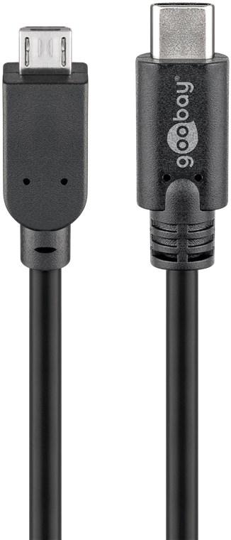 Cable usb-c male vers micro usb-b male 2.0(0.48 gbit/s) l=1m (synchronisation + charge)