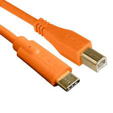 Cordon usb-c vers usb-b udg high speed 480mbps plaqué or  / orange