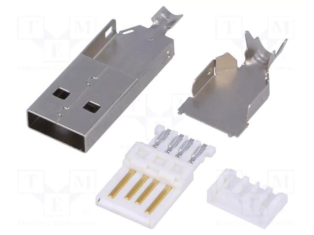 Fiche usb-a male à souder (4 pins data + alim)