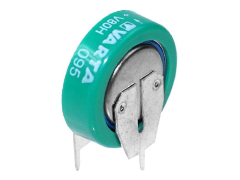 Accu rechargeable ni-mh 1.2v 80ma  d=17 h=6.8 mm varta avec pattes