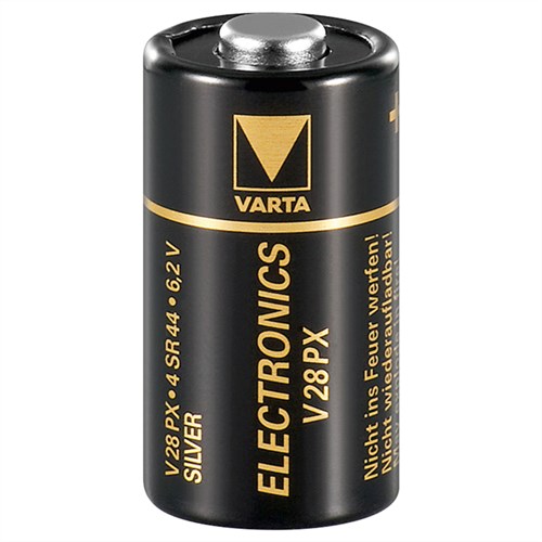 Pile cylindrique oxyde d'argent 6v 145ma (13x 25.2mm) 4sr44/v28px varta 4028.101.401