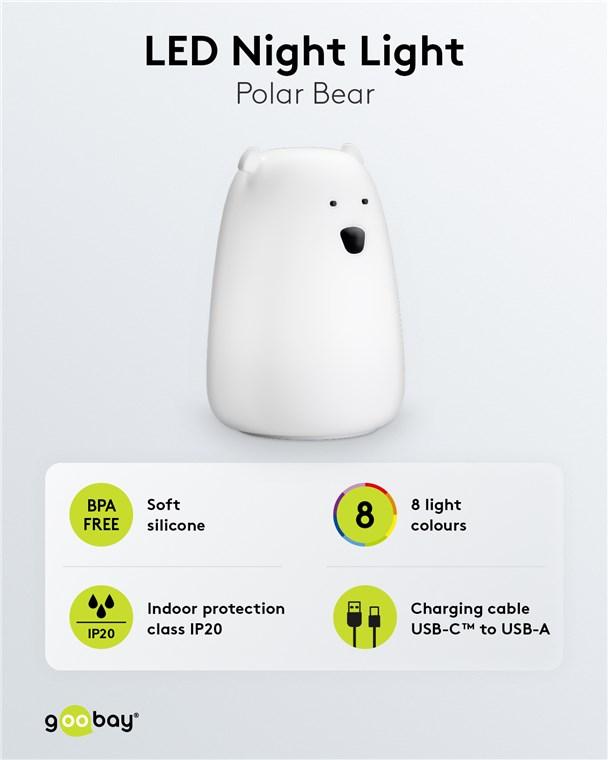 Veilleuse led ours polaire rechargeable rgb