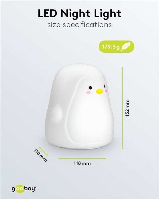 Veilleuse led pingouin rechargeable rgb