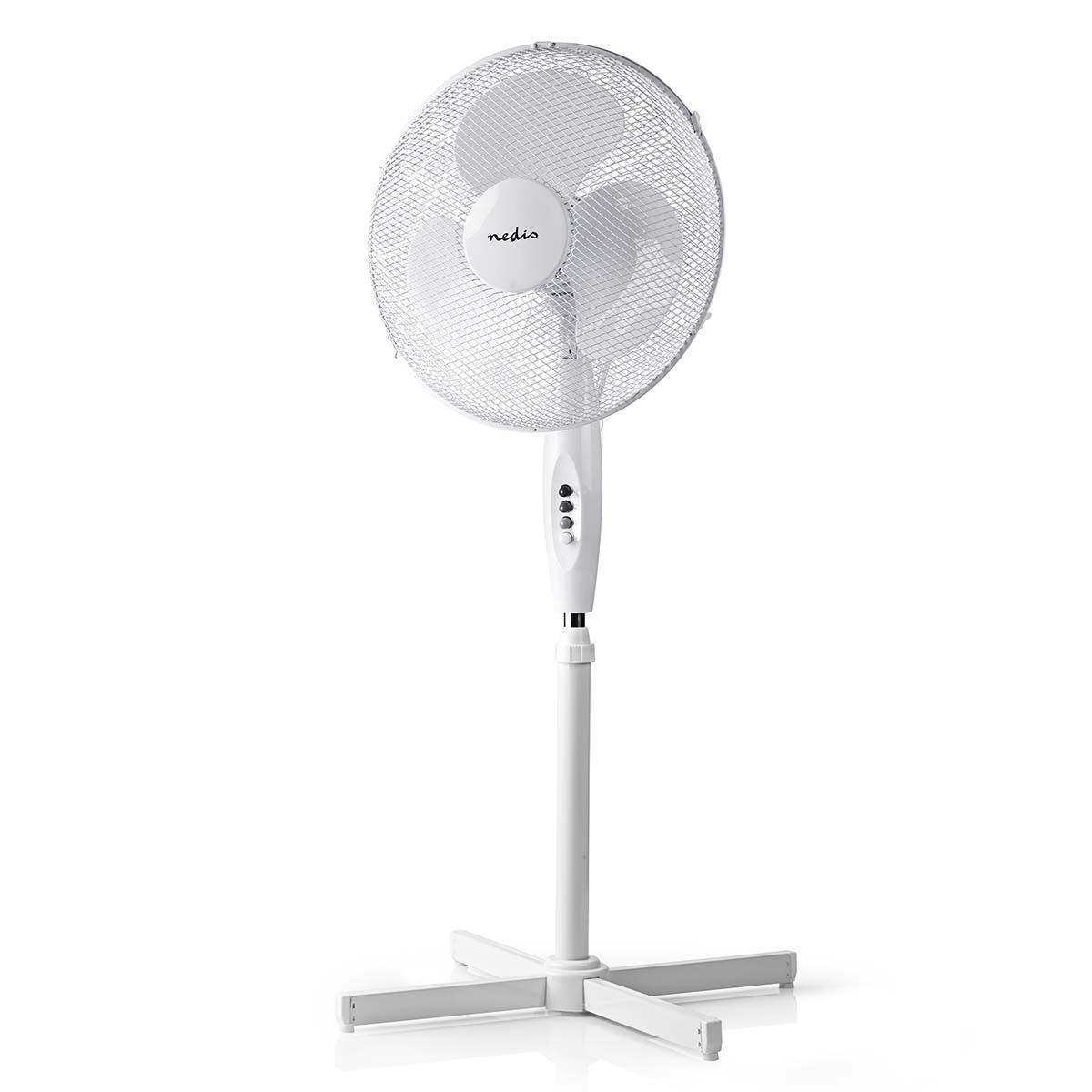 Ventilateur sur pied - diamètre: 400 mm | 3 vitesses | oscillation | 45 w | hauteur réglable | blanc