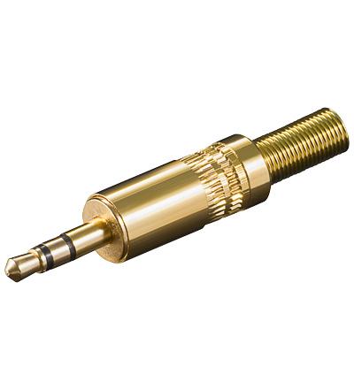 Fiche jack 3.5mm male stereo dore metal