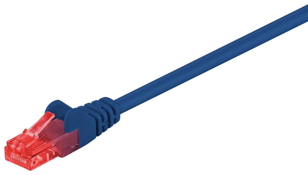Cordon ethernet cat 6 rj45 mâle-mâle / u/utp / l=0.25m / bleu