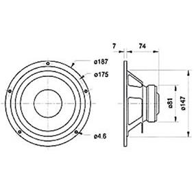 Boomer/medium 187mm 8ohm 80w 86db papier trait