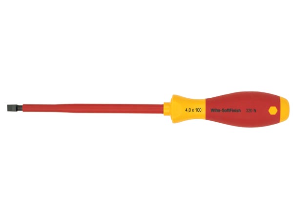 Tournevis plat softfinish vde/gs 4 x 100mm - wiha - l=211mm