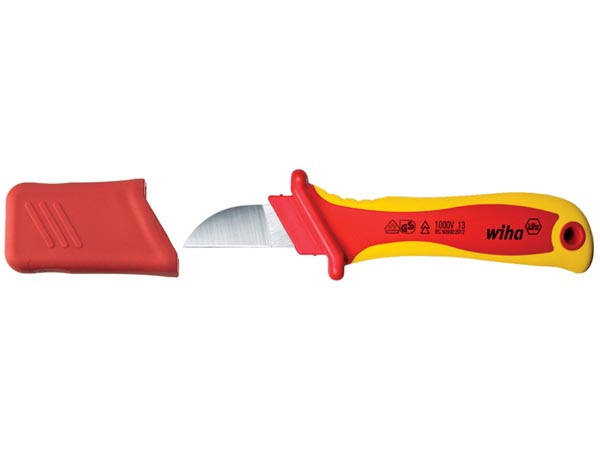 Couteau de dénudage taillant droit pour câble rond sous blister  200 mm  wiha