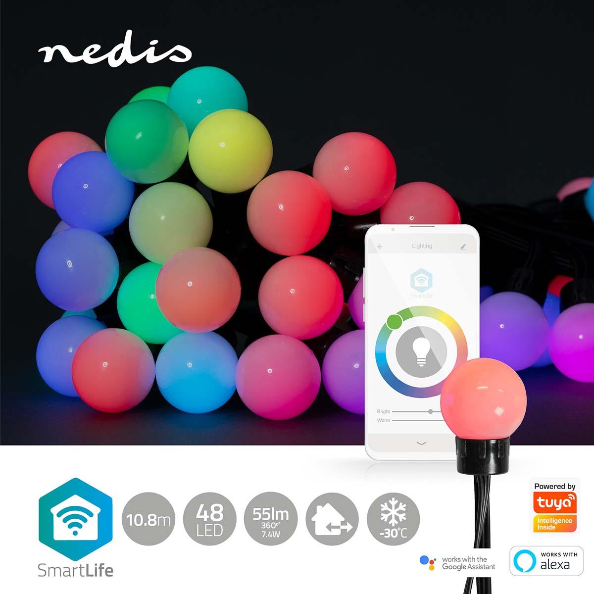 Guirlande 48 lampes à leds couleurs - wi-fi - rgb - 48 led's - 10.8 m - android? / ios