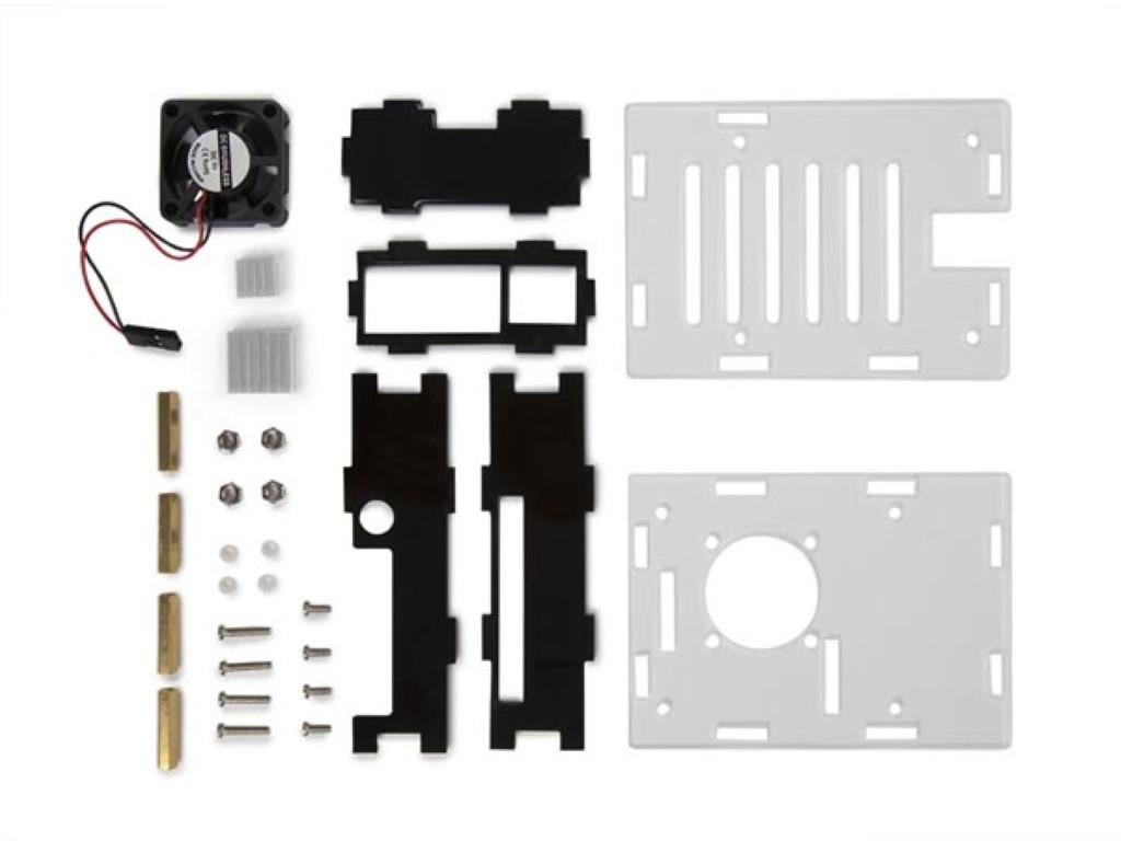 Boîtier transparent avec dissipateurs thermiques et ventilateur pour raspberry pi 4®
