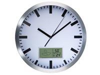 Horloge avec écran lcd +thermomètre+hygromètre mural d=25cm