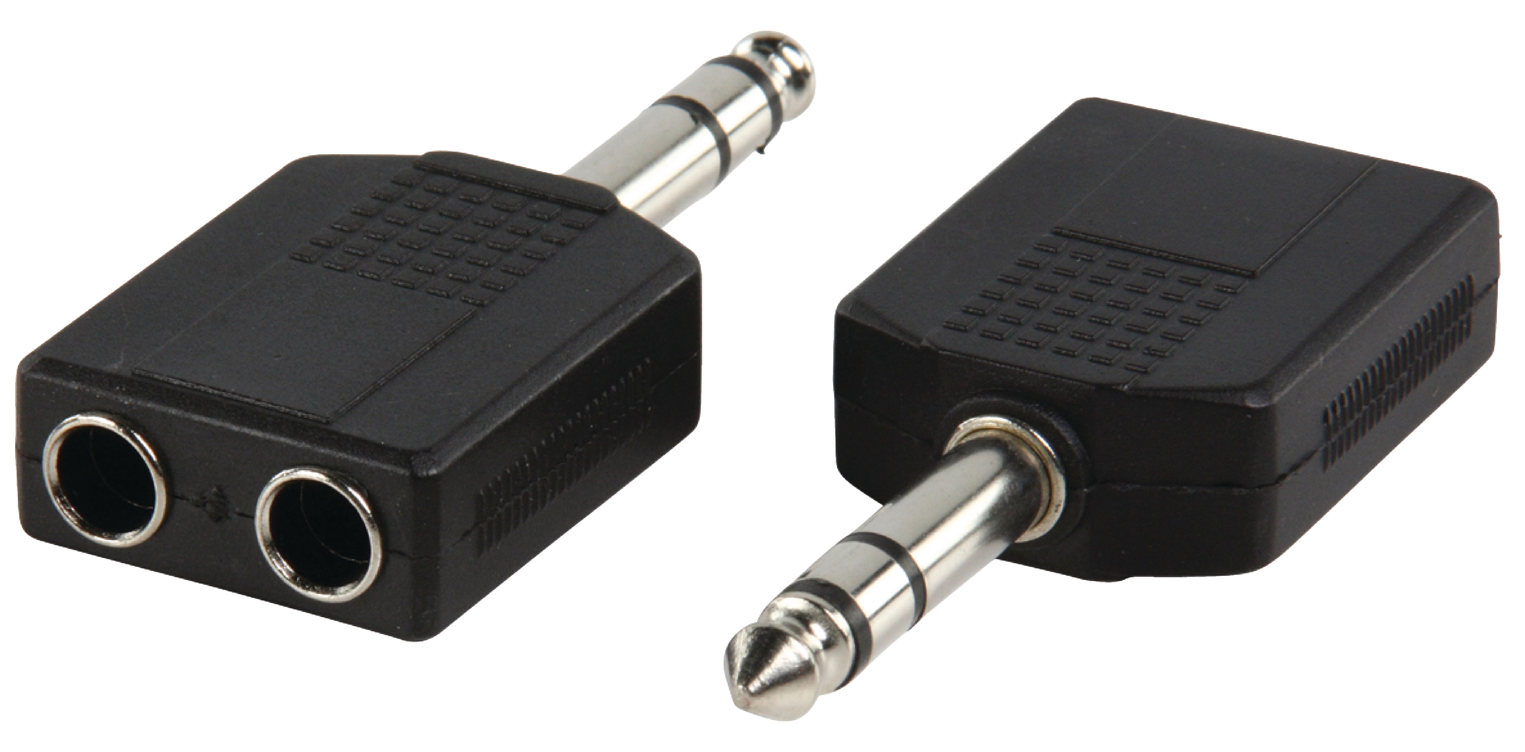 Adaptateur audio-video jack 6.35mm male stereo / 2 x jack 6.35mm femelle stereo