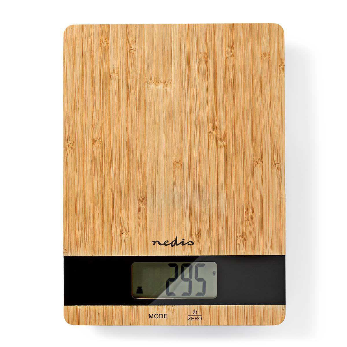 Balance de cuisine numérique - bois / plastique - marron - 5kg max