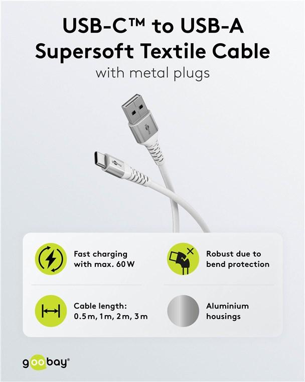 Câble haut de gamme usb type-c / 3.00 m / 480 mbps / nylon tressé aluminium