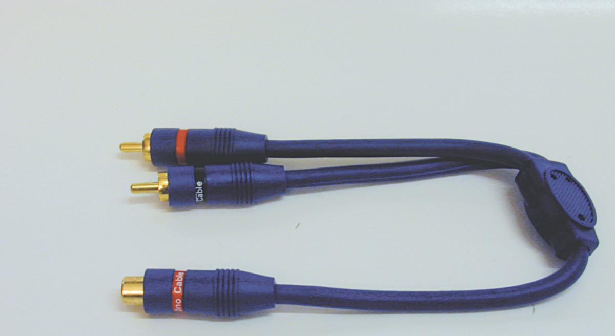 Câble adaptateur y audio / 2x rca mâle et 1x rca femelle stéréo l=0.20