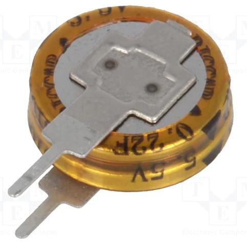 Supercondensateur; tht; 0,22f; 5,5vdc; ±20%; Ø11,5x12,5mm; edlc