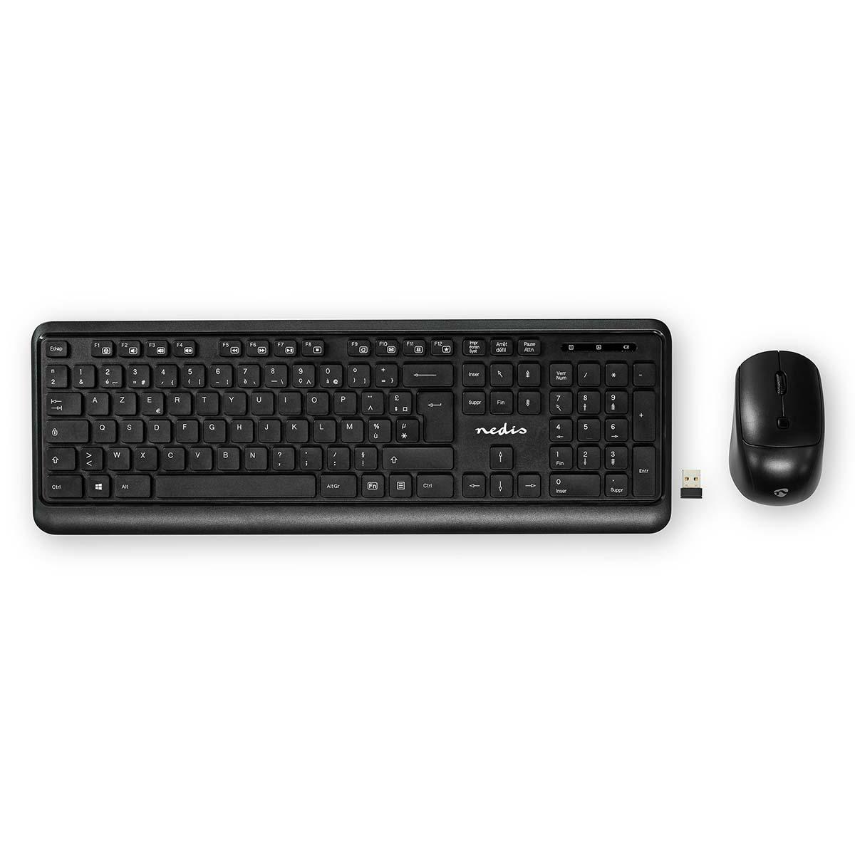 Kit clavier et souris sans fil nedis 800 / 1200 / 1600 dpi azerty