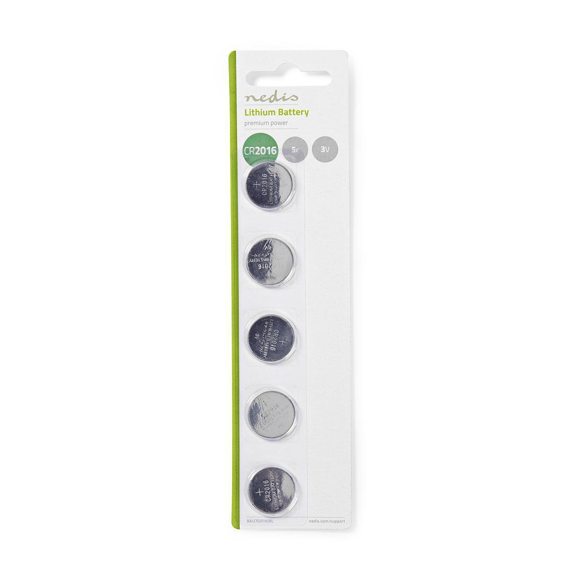Pile bouton lithium cr2016 3v (lot de 5 pièces)