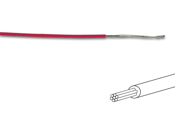 Fil de câblage - rouge - multibrin ( 259 x 0.07mm ) 1.0mm2 d=3.8mm l=2m extra-souple special appareil de mesure