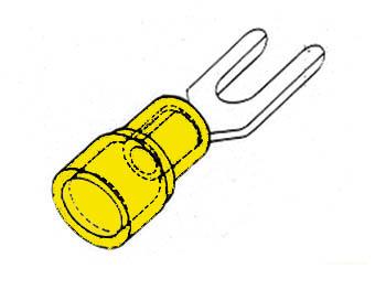 Cosse à fourche 6.4mm - jaune - 4 a 6 mm2 lot de 10 x pièces