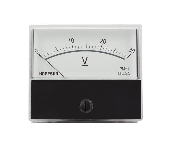 Voltmètre analogique de tableau 30vcc / 70 x 60mm classe 2.5