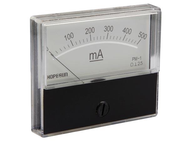 Galvanomètre classe 2.5 500ma dim:70x60x35mm affichage: 70x32mm