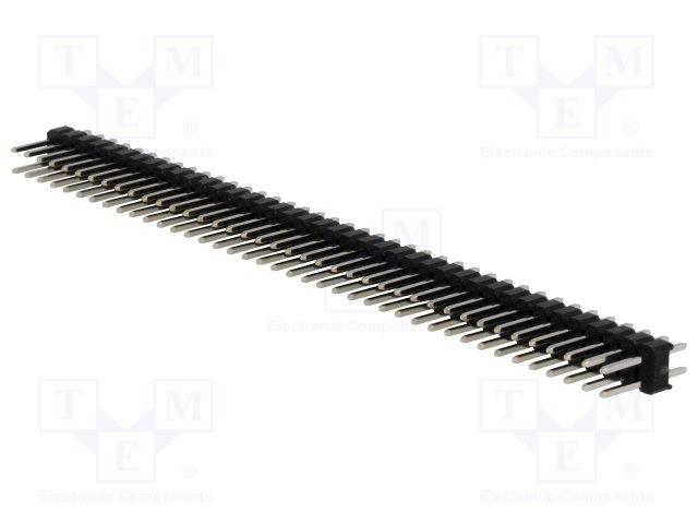 Barrette male/male secable 2 x 40 broches pas 2.54mm 11.6mm 3a 500v