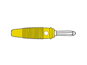 Fiche banane mâle 4.0mm  - cat1  60vdc 16a -avec reprise transversale - a visser - jaune - (bula 20 k) - hirschmann